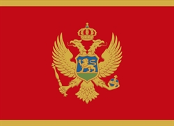 [ai] The flag of Montenegro features a red field with a golden border and a central coat of arms depicting a two-headed eagle holding a scepter and a blue shield with a lion.